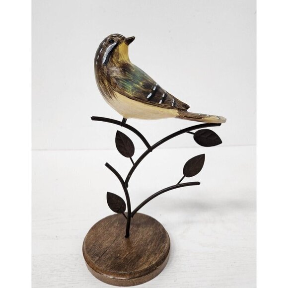 Vintage Metal & Resin Bird on Tree Figurine Statue Display Home Decor Hand Craft - Picture 1 of 13